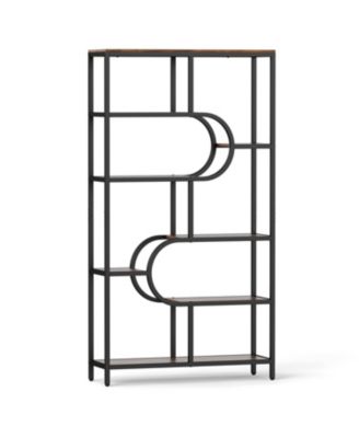 Tall 5-Tier Bookcase with U-Shaped Open Shelves