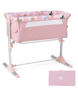 Baby Folding Bedside Bassinet Sleeper with 4 Adjustable Heights