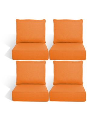 Outdoor Chair Cushions Set of 4, Patio Furniture Cushions - Removable Cover, Water-Repellent, Replacement for Deep Seat Sofa