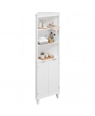 68-in Tall Bathroom Floor Storage Cabinet with Fluted Doors, 55-lb per Shelf