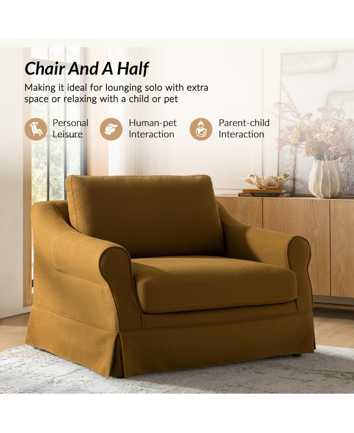 Hulala Home Raul Farmhouse Slipcovered Armchair with Feather Blended Cushion