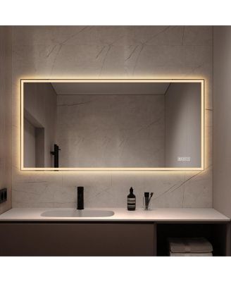 48" x 24" LED Bathroom Vanity Mirror, Anti-Fog Lighted Wall Mirror with Dimmable Lighting