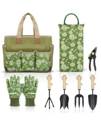 8-Piece Gardening Tool Set with Wooden Handles Heavy-Duty and Durable