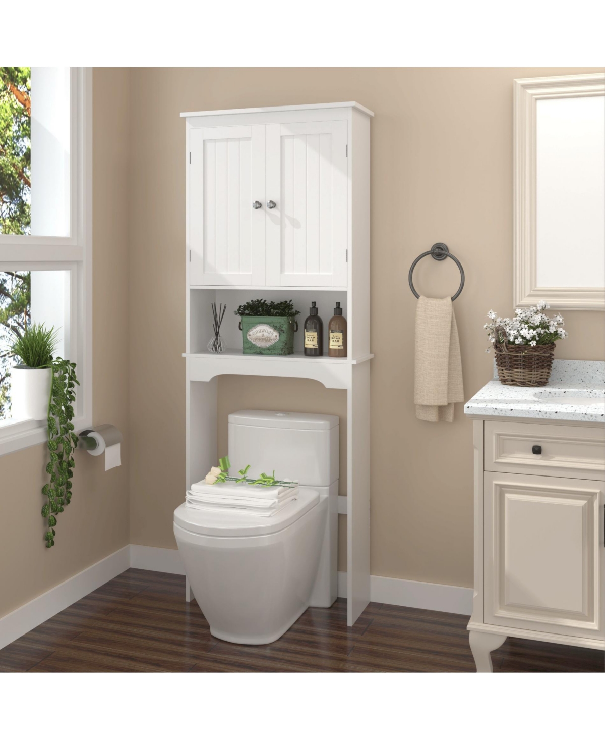 Phying Over The Toilet Storage Cabinet Wooden Bathroom Space Saver Shelf Multipurpose Wall Mount Bathroom Organizer Cabinet For Home Bathroom Storage