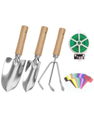 Garden Tool Set 3Pieces  Stainless Steel Heavy Duty Trowel Transplanter Cultivator Hand Kit