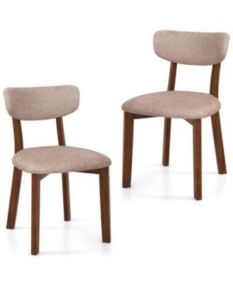Upholstered Dining Chairs with Solid Rubber Wood Frame, Curved Backrest