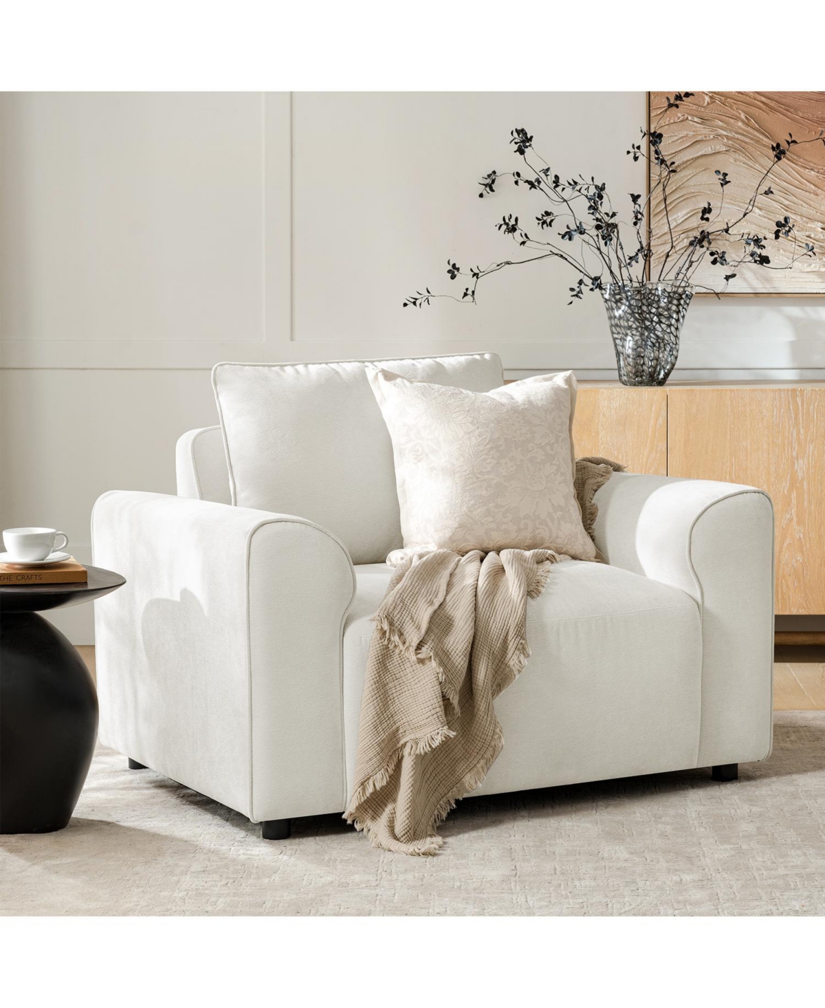 Hulala Home Bernice Modern Oversized Armchair with Removable Back Cushion