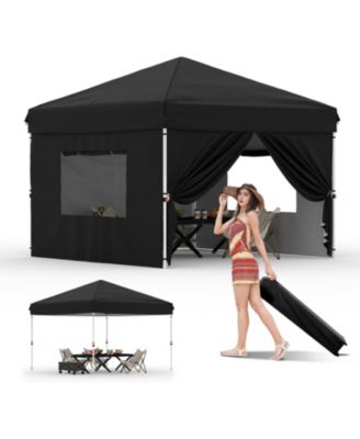10x10 Pop Up Canopy Tent With 4 Removable Sidewalls, Adjustable Height Outdoor Shelter With Roller Bag, Multiple Colors