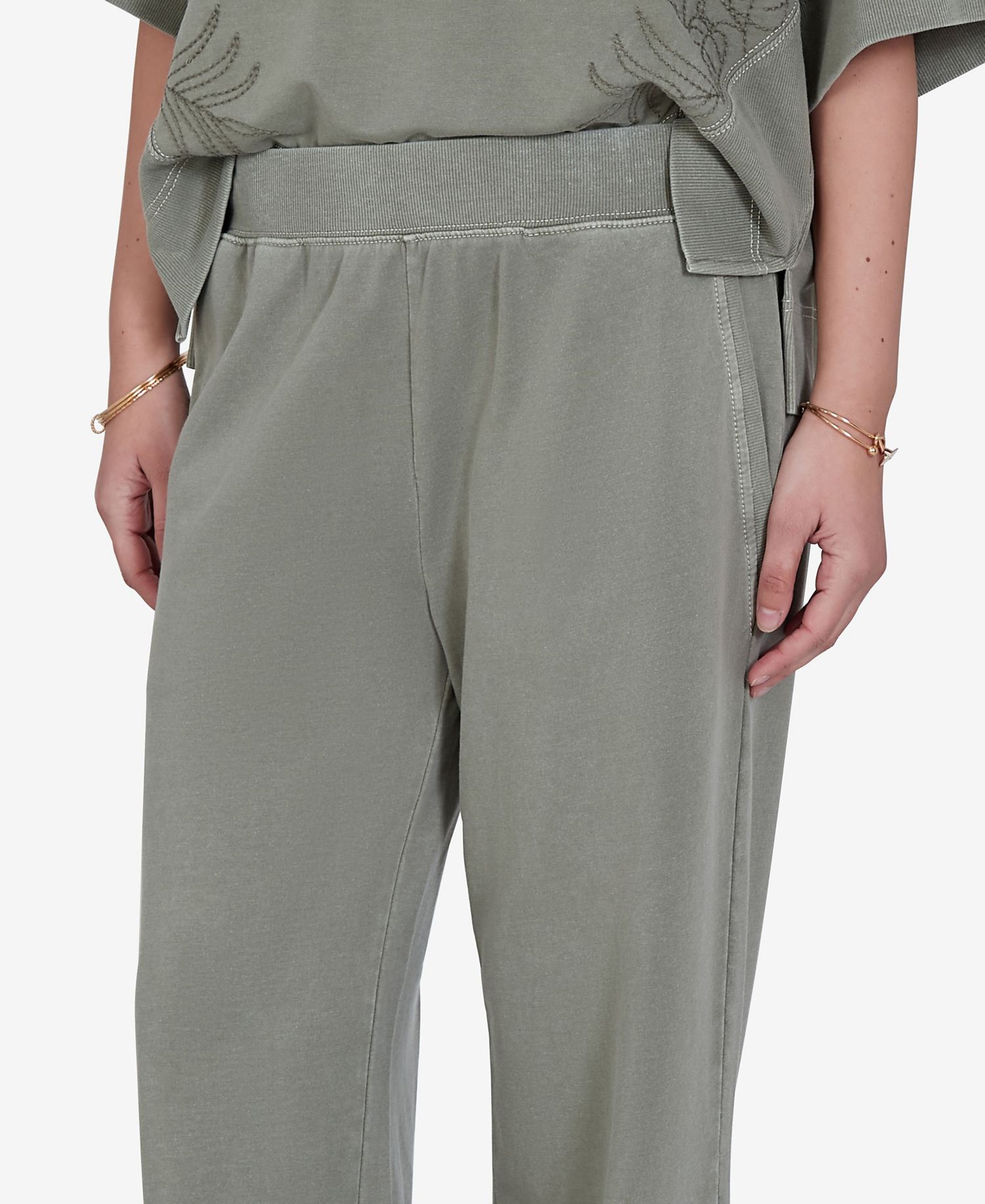 Petite Snow Wash Elastic Waistband Pants