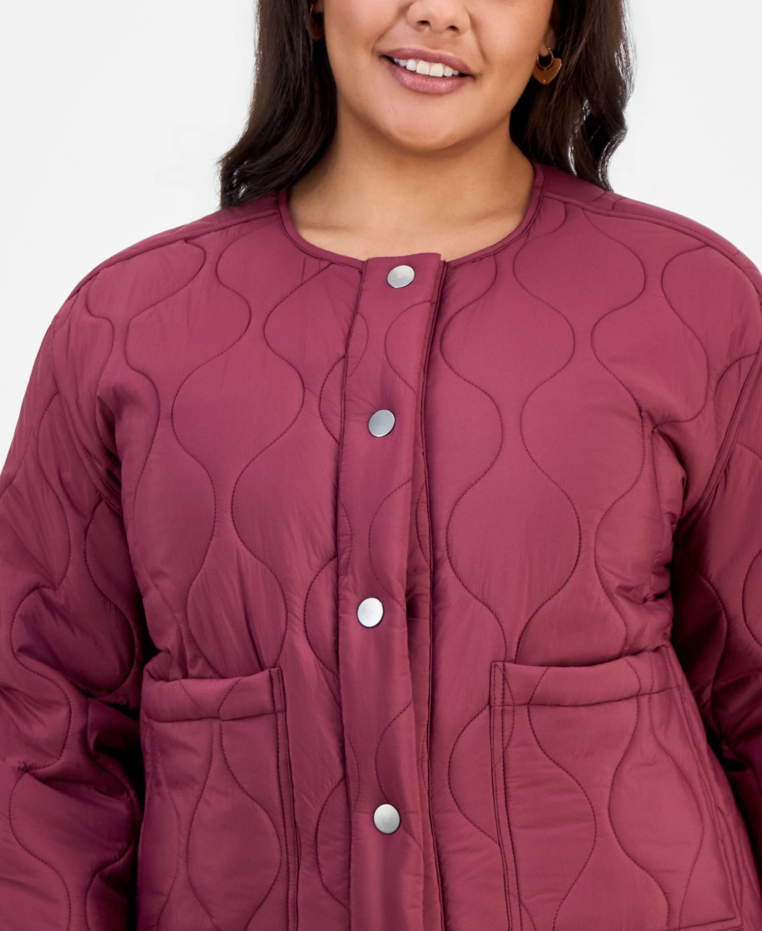 Plus Size Drawcord Quilted Bomber Jacket
