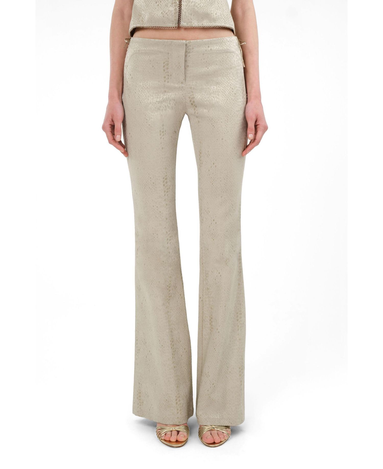 Women's Snake Print Jacquard Flare Trousers