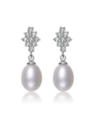Elegant Gold Plated Freshwater Pearl Dangle Earrings