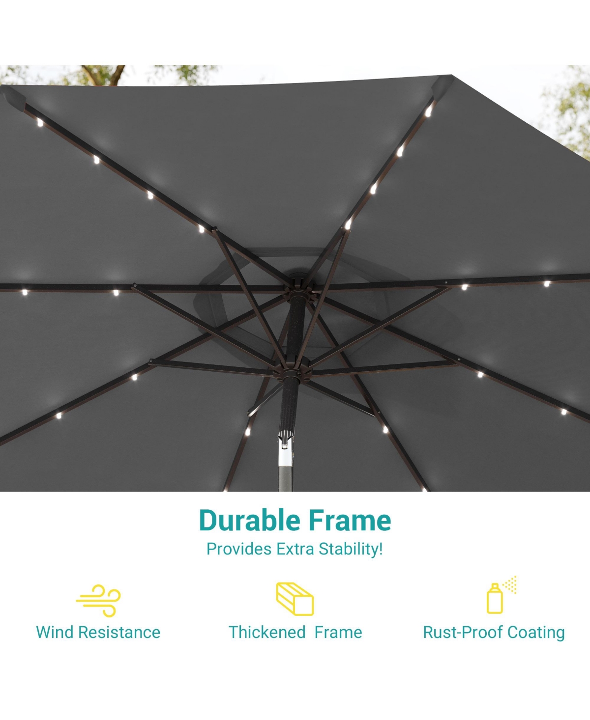 Sonkuki Enhance Your Outdoor Oasis With 9Feet Led Round Patio Umbrella - Stylish, Durable, And Sun-Protective