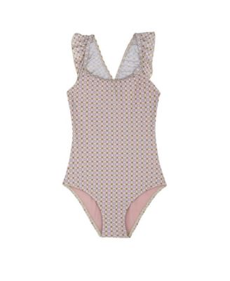 Child Girls Vacation Mode Square Neck Ruffle One Piece