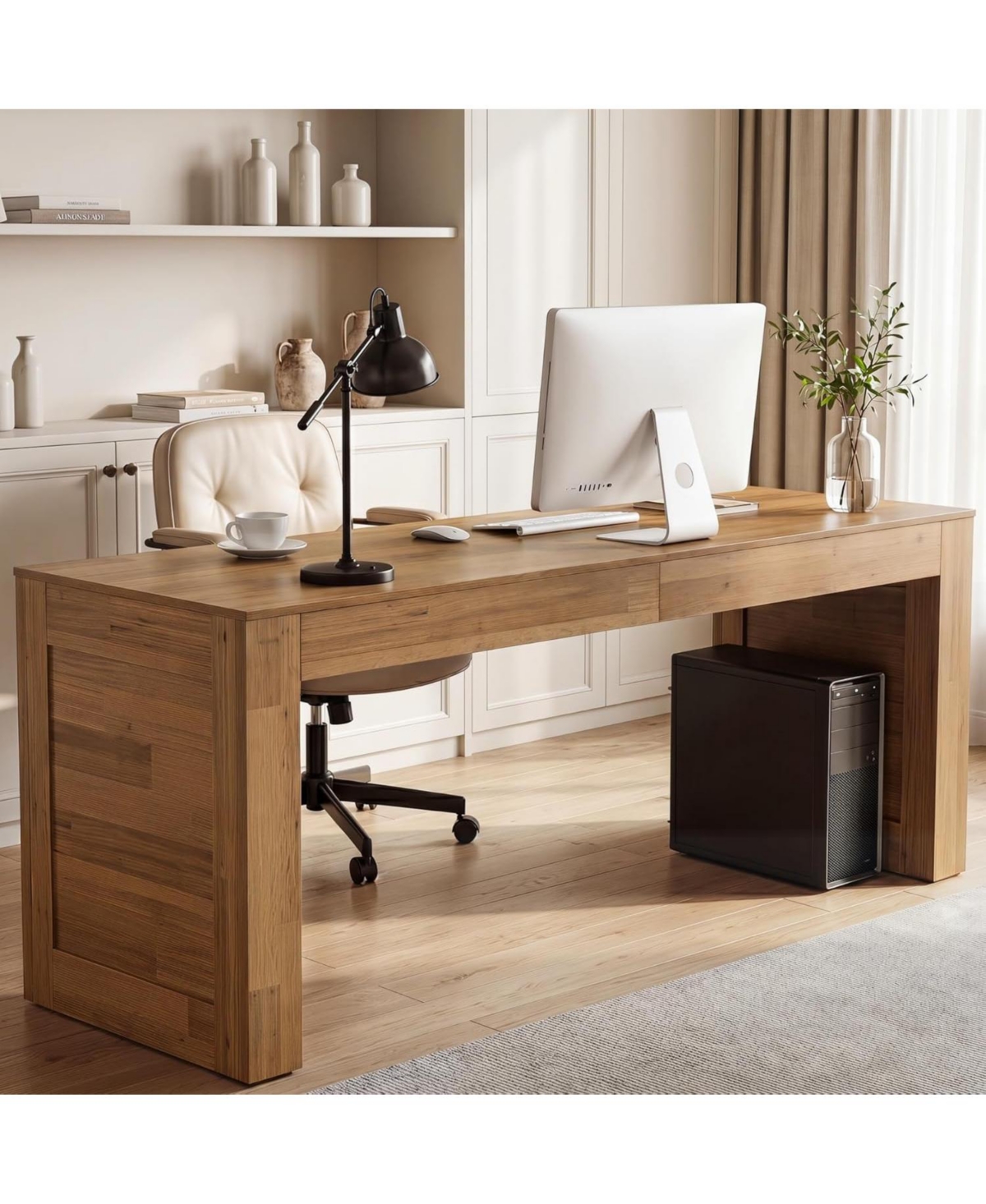 Tribesigns Two Person Desk, 78.7-Inch Extra Long Computer Office Desk, Farmhouse Double Computer Writing Table, Large Dual Gaming Table Workstation