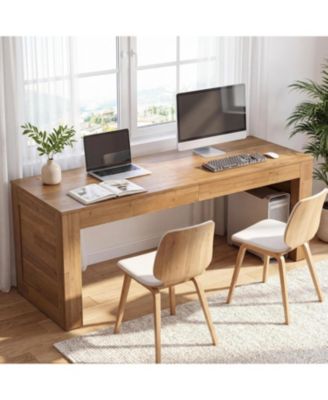 Two Person Desk, 78.7-Inch Extra Long Computer Office Desk, Farmhouse Double Computer Writing Table, Large Dual Gaming Table Workstation