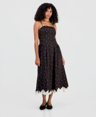 Women's Playful Dots Lace-Trim Dress