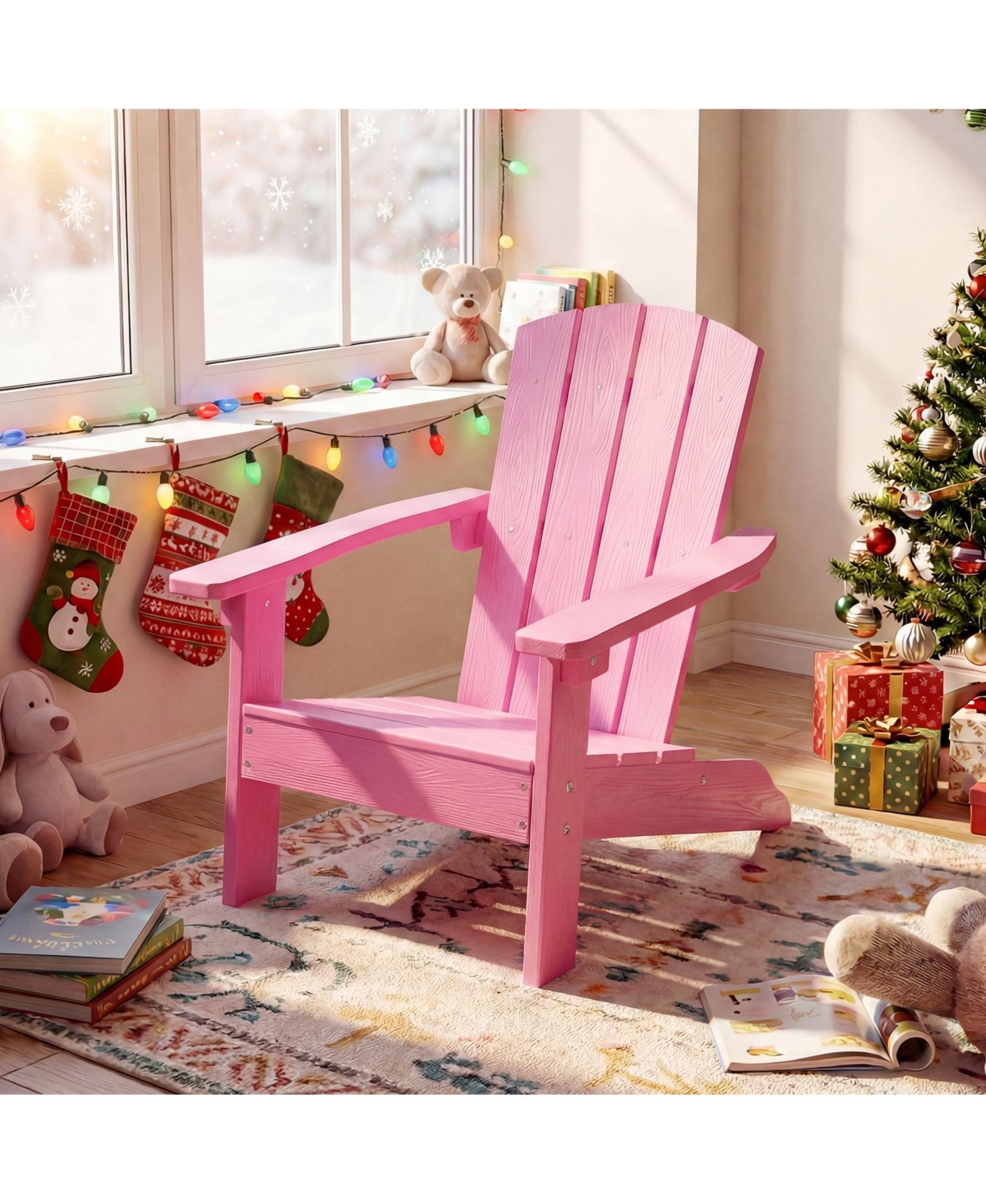 Gymax 2 Piece Kid's Adirondack Chair All-Weather Hips Toddler Lawn w/ Ergonomic Design