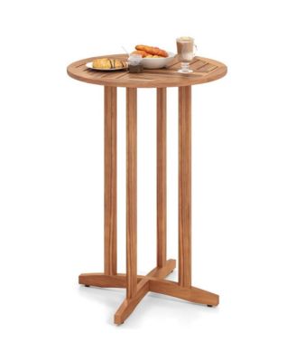 Outdoor Acacia Wood Bar Table with Slatted Table Top