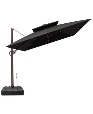 Outdoor Patio Double Top 9X12Feet Aluminum Cantilever Umbrella With Rod Wheel Base