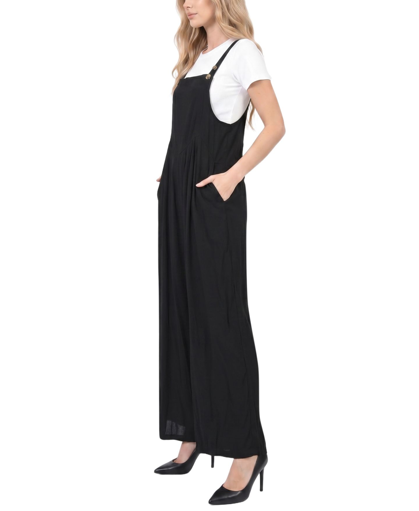 Женский комбинезон NY Collection Petite Sleeveless Jumpsuit, цвет: Чёрный — фото 2
