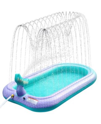 68" Mermaid Splash Pad Sprinkler Pool Kids Outdoor Water Play Mat Inflatable Wading Pool Summer Gifts