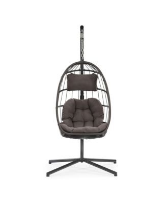 Cushion Egg Chair with Stand and Cup Holder