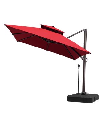 Outdoor Patio 10X13Feet Aluminum Double Top Cantilever Umbrella with Rod Wheel Base
