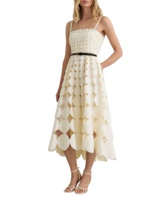 Women's Cotton Cut-Out Belted Midi Dress