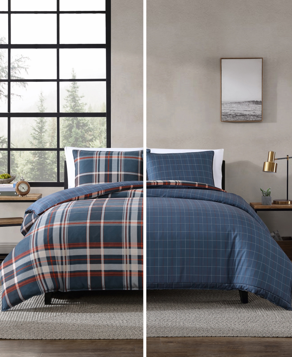 Eddie Bauer Shasta Lake Navy Comforter Set, Full/Queen