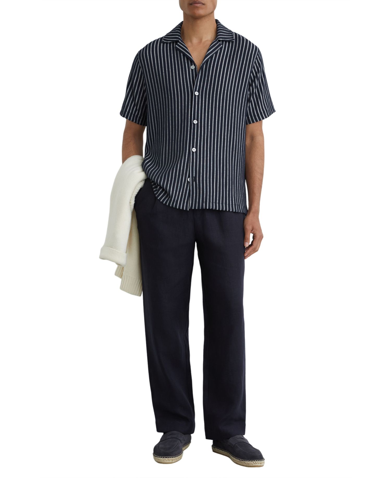 Men's Griff Textured Stripe Cuban Shirt