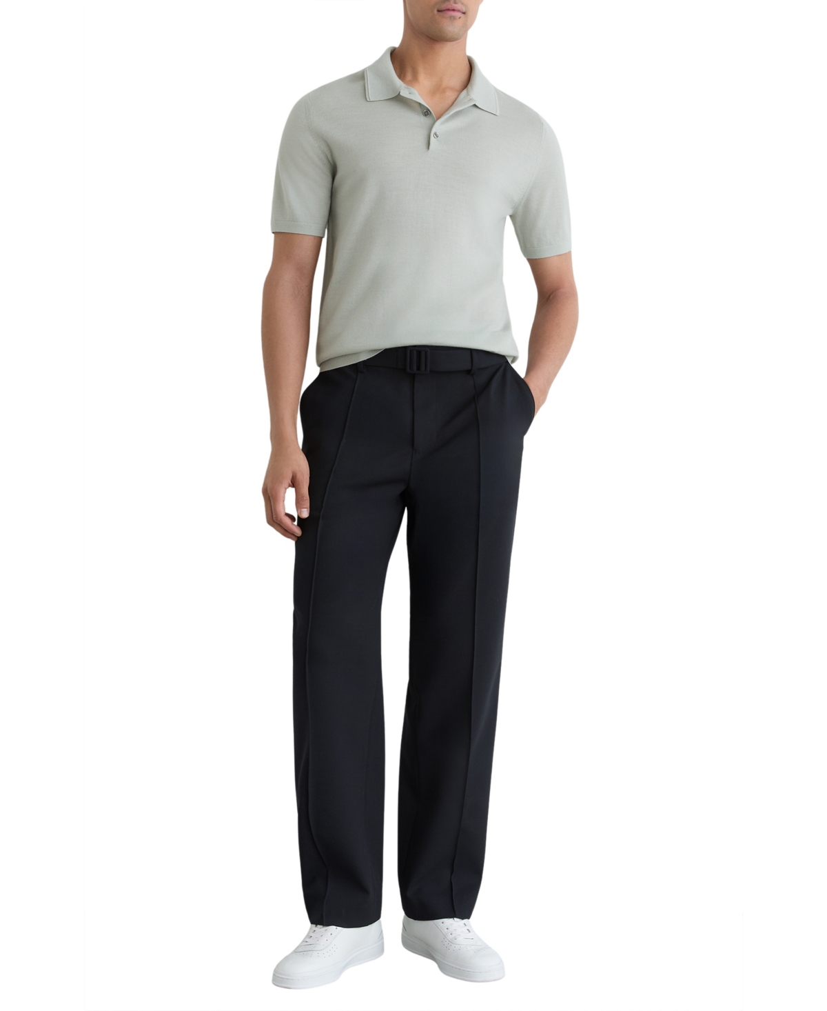 Reiss Men's Manor Half Button Merino Wool Polo Shirt