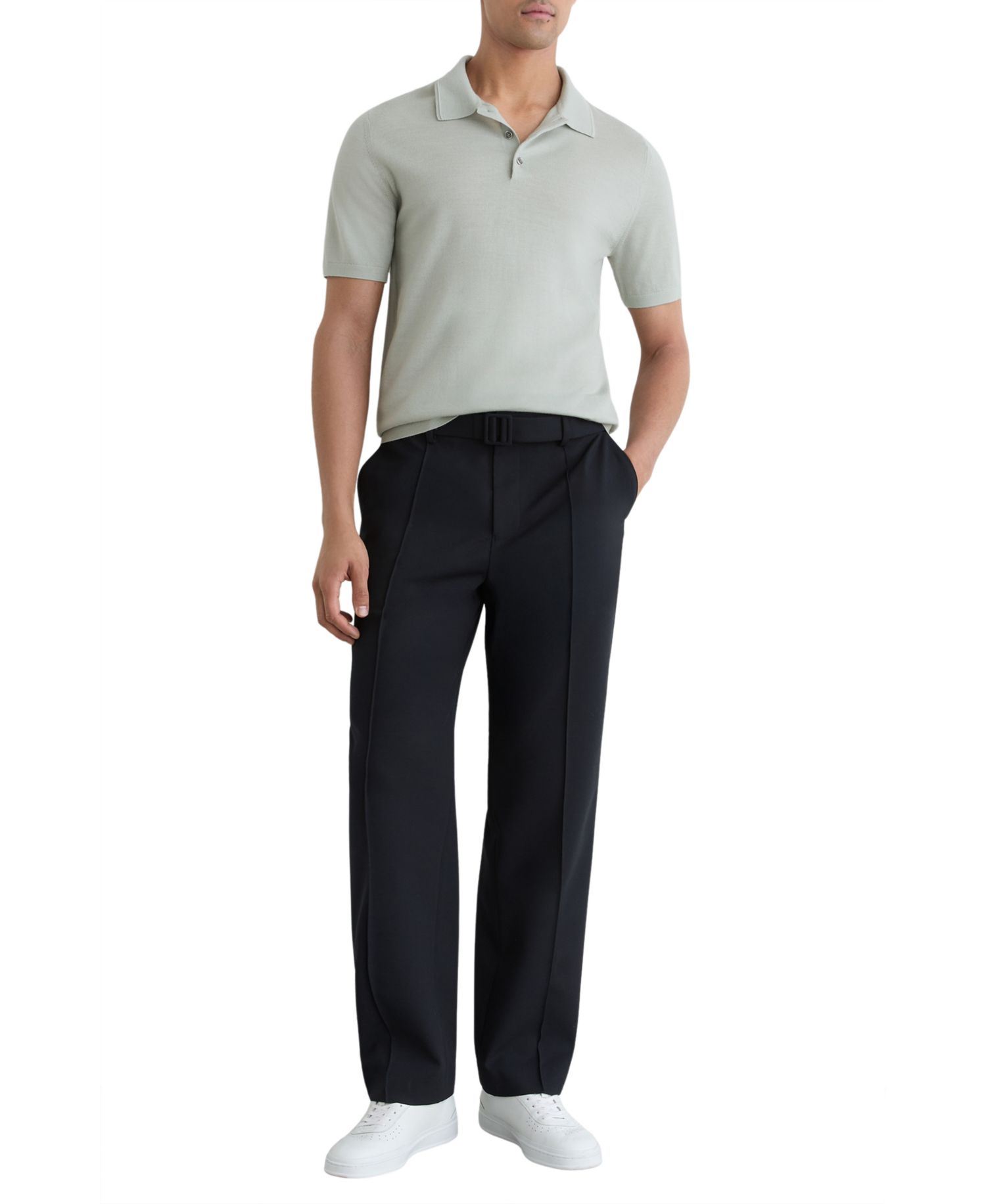 Men's Manor Half Button Merino Wool Polo Shirt