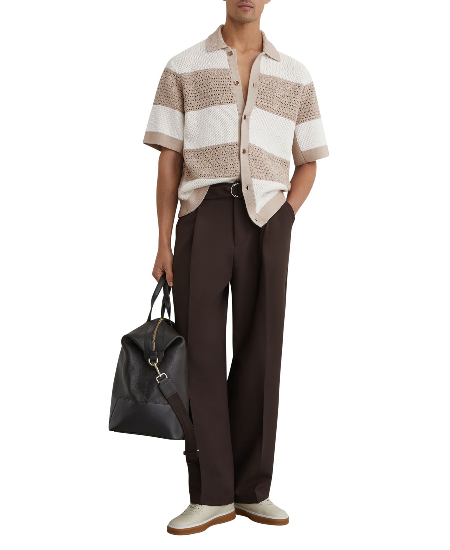 Men's Marek Button Through Block Stripe Shirt