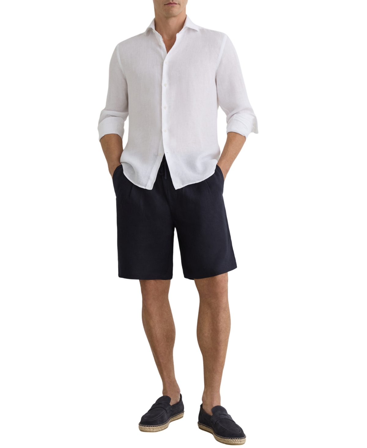 Reiss Men's Barges Shorts Linen Drawstring