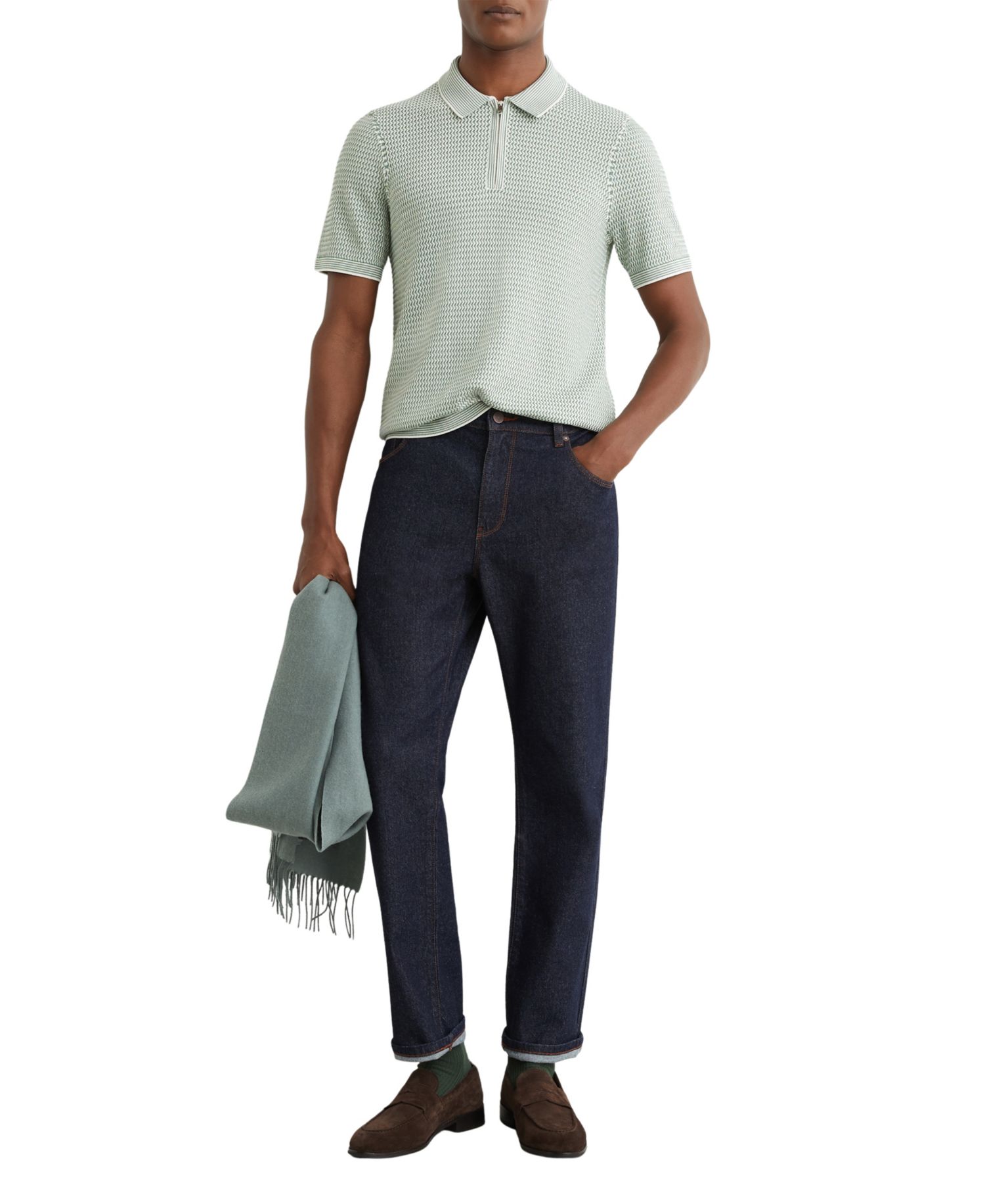 Men's Brink Half Zip Textured Polo Shirt