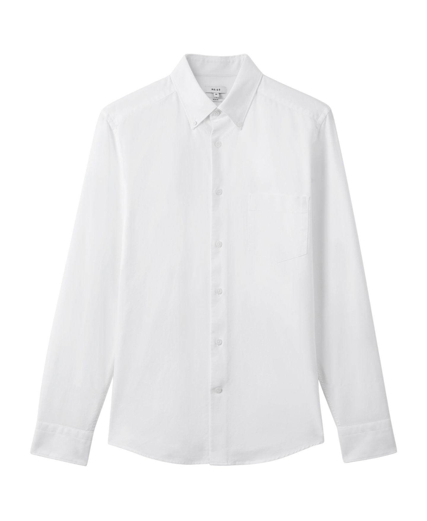Мужская рубашка REISS Greenwich Slim-Fit Button-Down Collar Cotton Oxford Dress Shirt, цвет: Тёмно-синий — фото 7