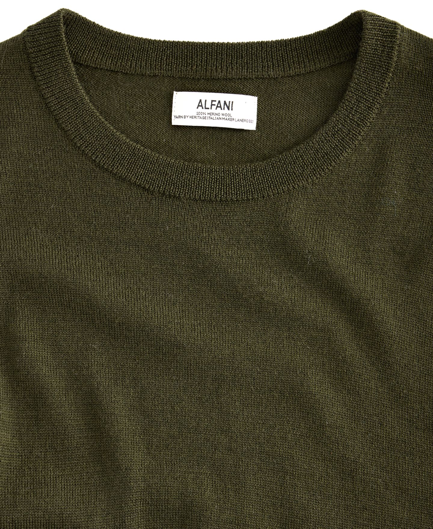 Мужской свитер Alfani Merino Wool Crewneck, цвет: Оливковый — фото 4