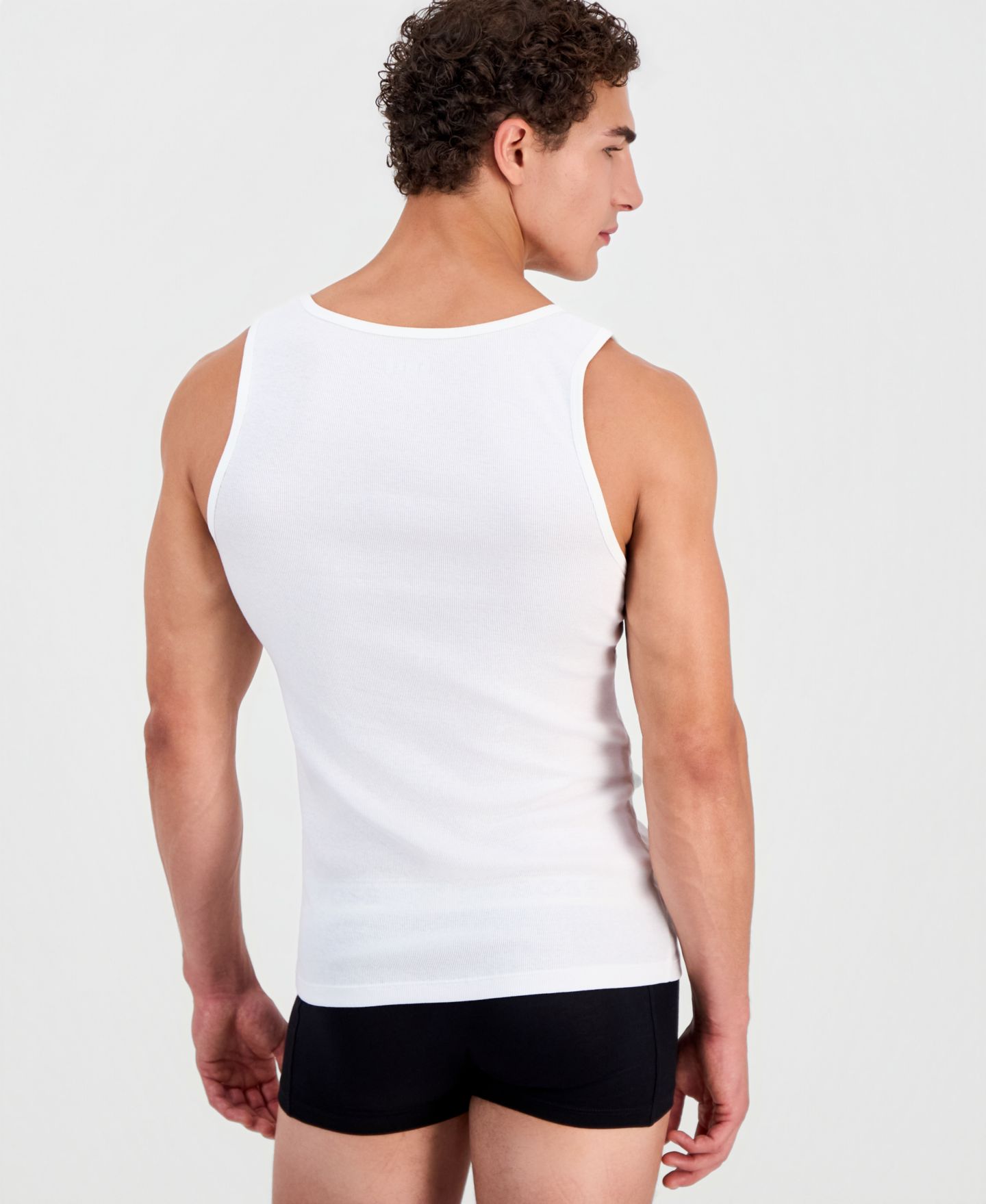 Мужские топы Hugo Boss Ribbed Tank Tops, Pack of 3, цвет: Белый — фото 10