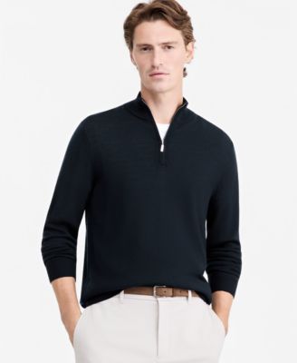 Men's Merino Wool Quarter-Zip Mock-Neck Sweater