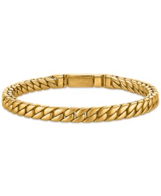 Polished Double Layer Chain Bracelet in Yellow-Plated Stainless Steel