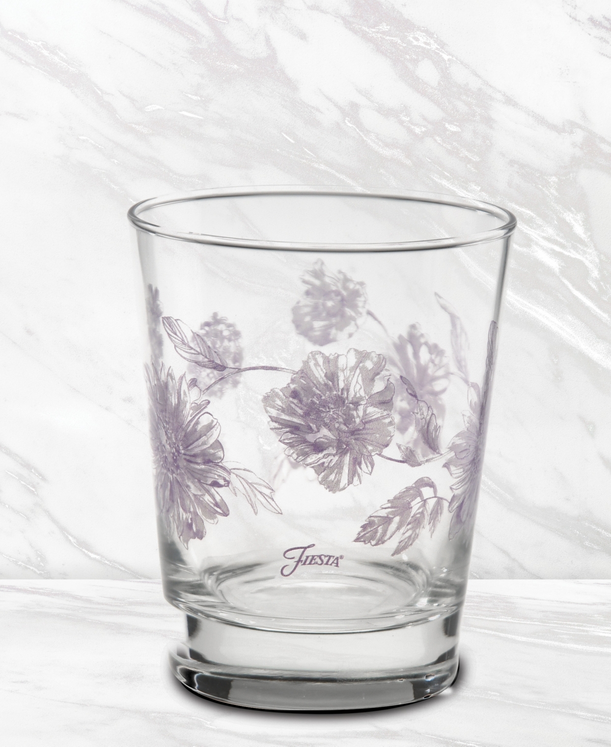 Fiesta Botanical Floral Lavender Double Old Fashioned Glasses, Set of 6