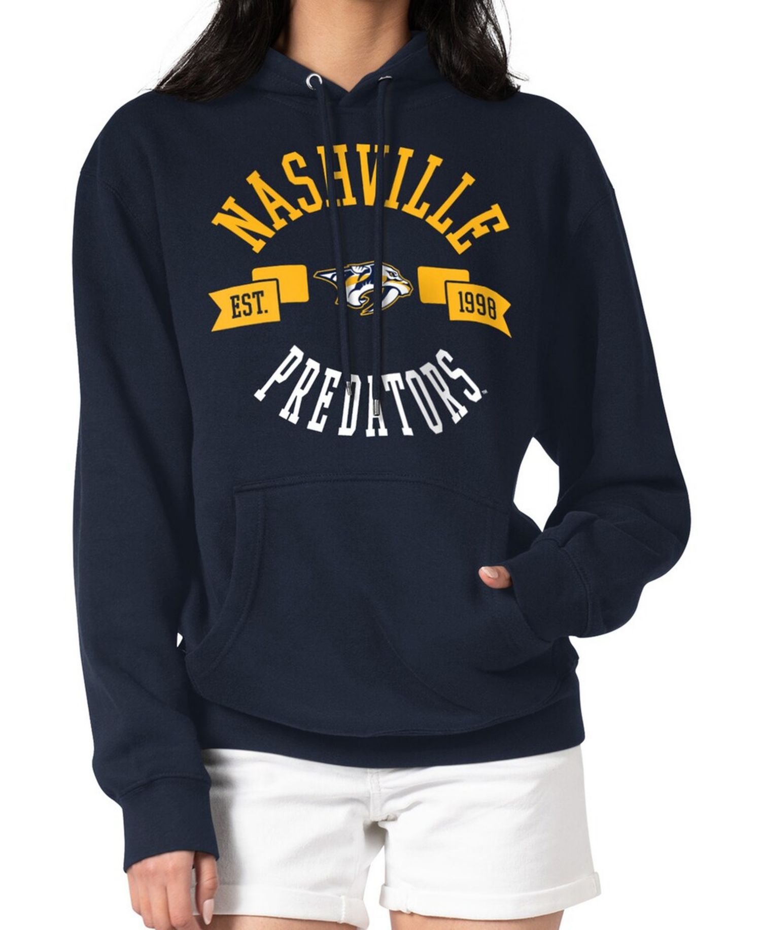Women's Navy Nashville Predators City Graphic Fleece Pullover Hoodie