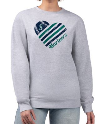 Women's Heather Gray Seattle Mariners Heart Logo Fleece Pullover Sweatshirt