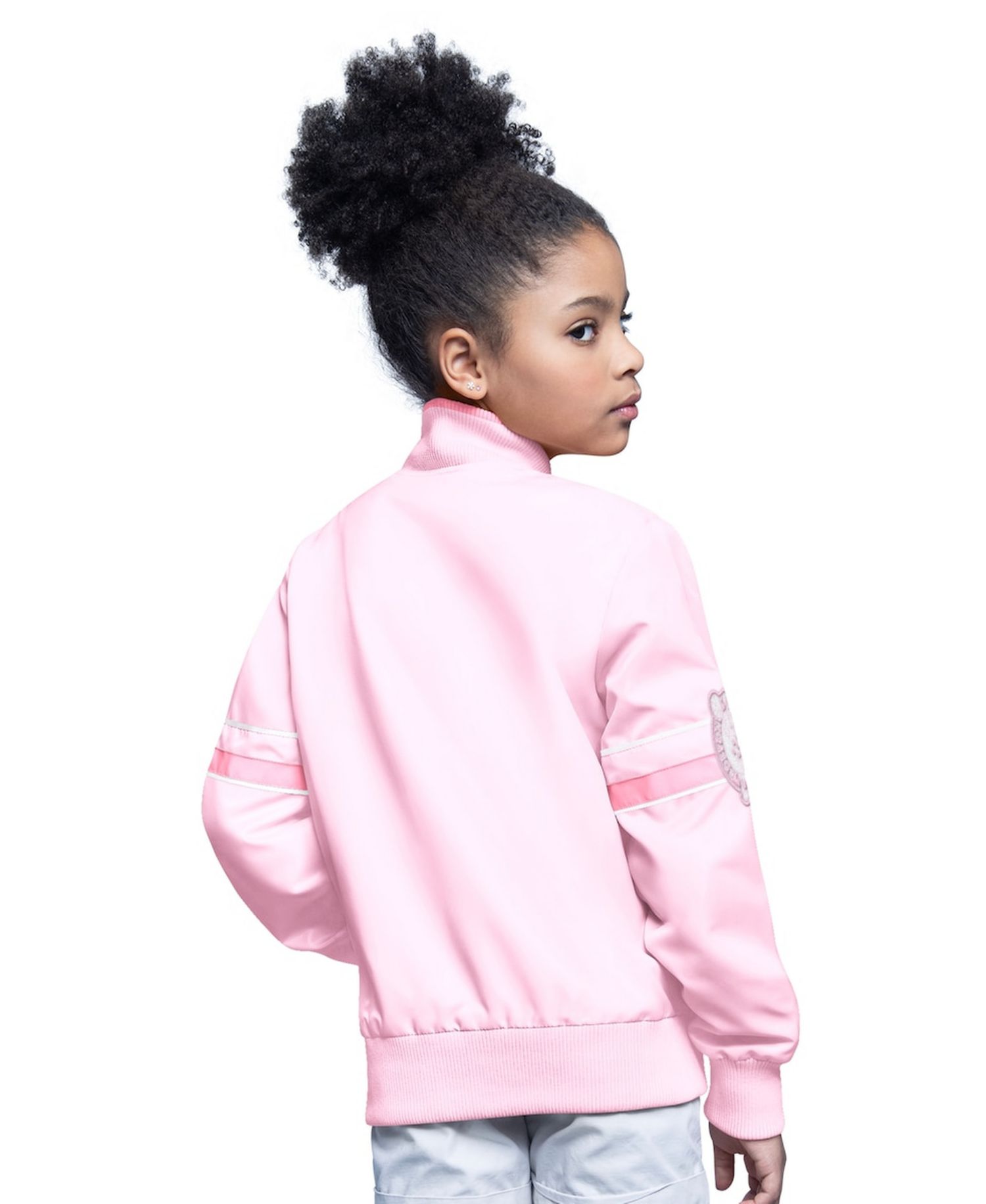 Big Boys and Girls Starter Light Pink Boston Celtics Arena Full-Snap Varsity Jacket