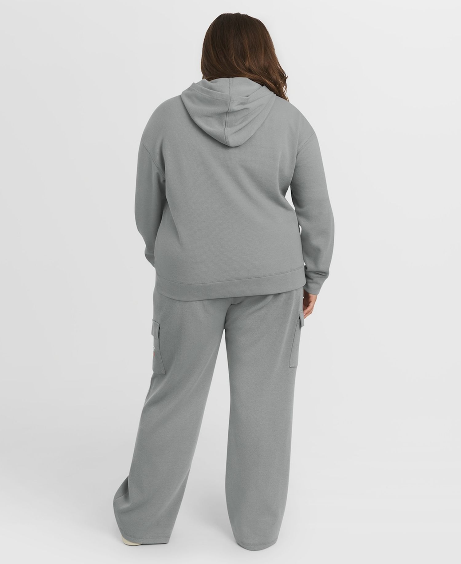 Women's Gray New York Mets Plus Size Waffle-Knit Long-Sleeve Hoodie & Lounge Pants Set