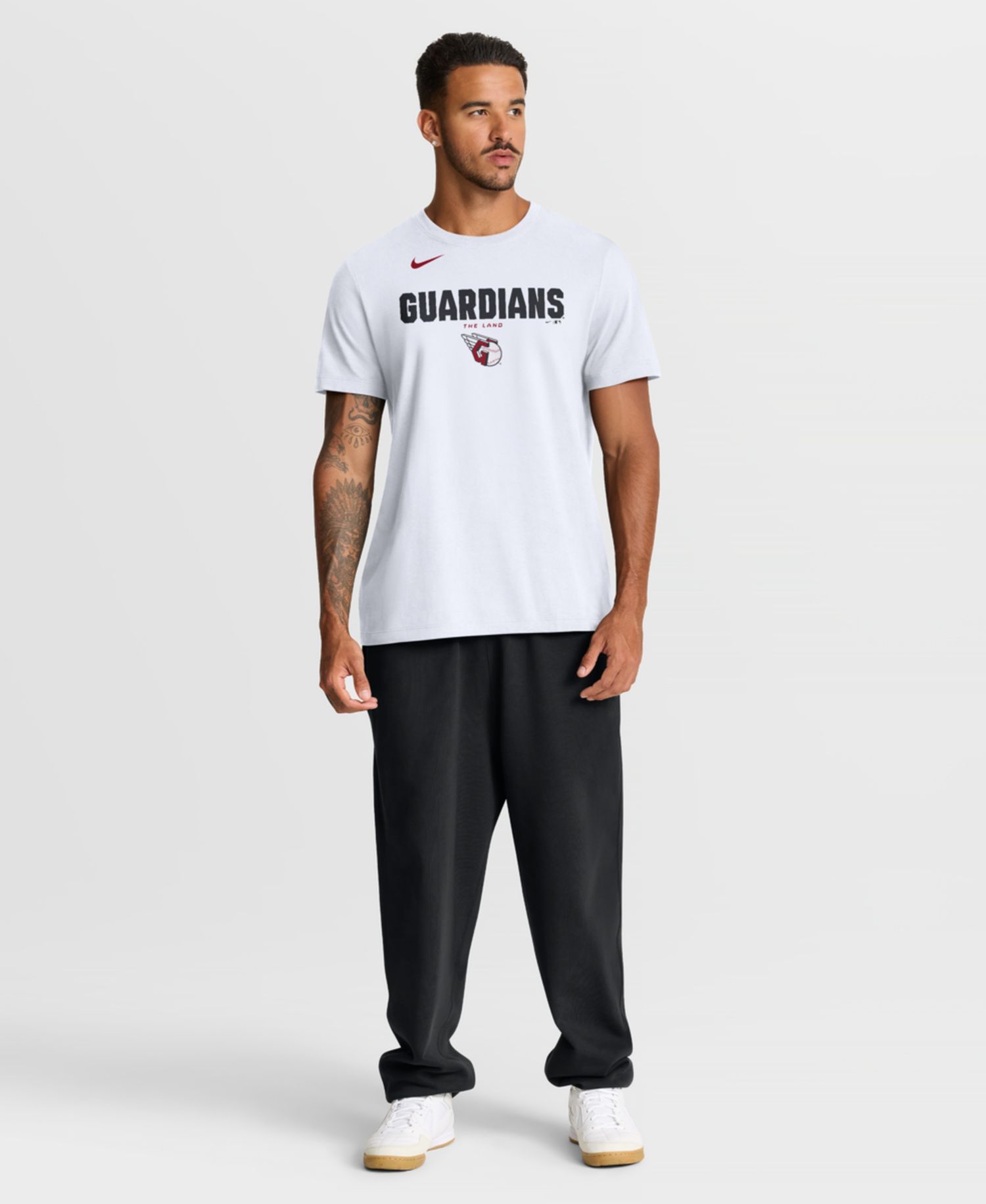 Men's White Cleveland Guardians Bold Team Name T-Shirt
