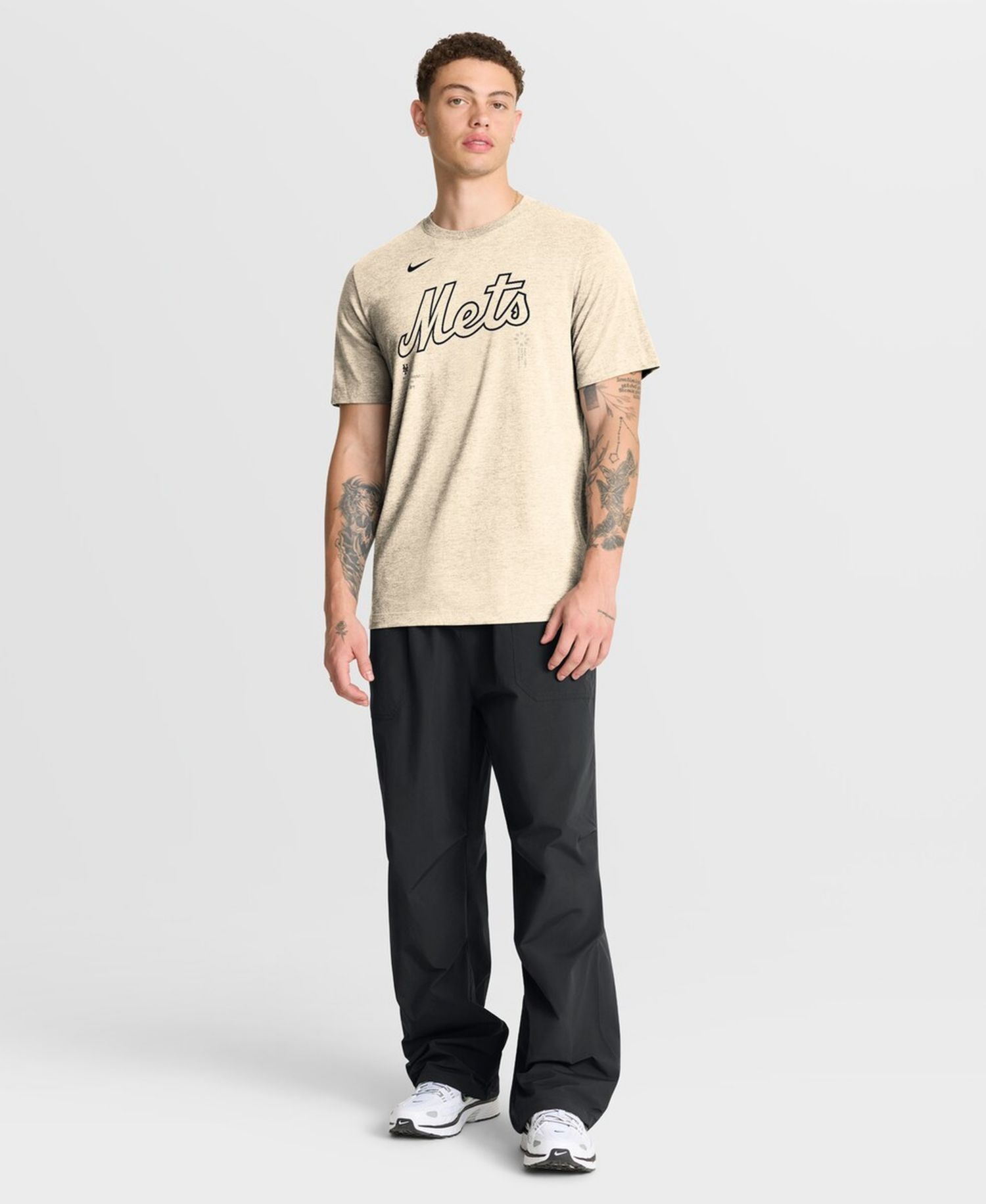 Men's Natural New York Mets Wordmark Tri-Blend T-Shirt