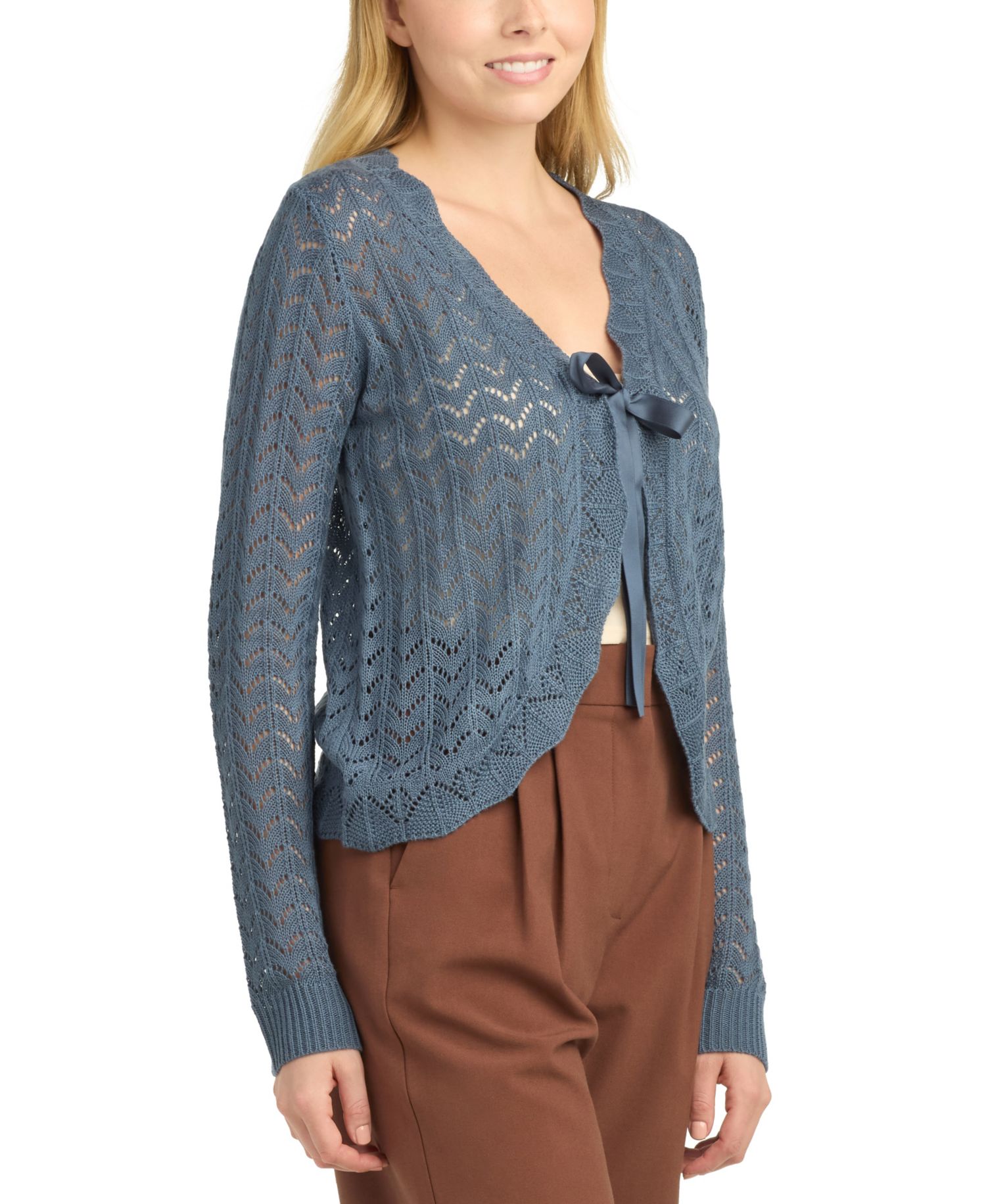 Juniors' Tie-Front Bolero Sweater