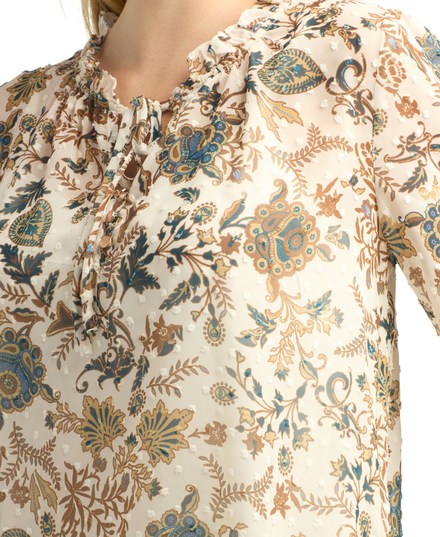 Juniors' Print Clip Dot Top